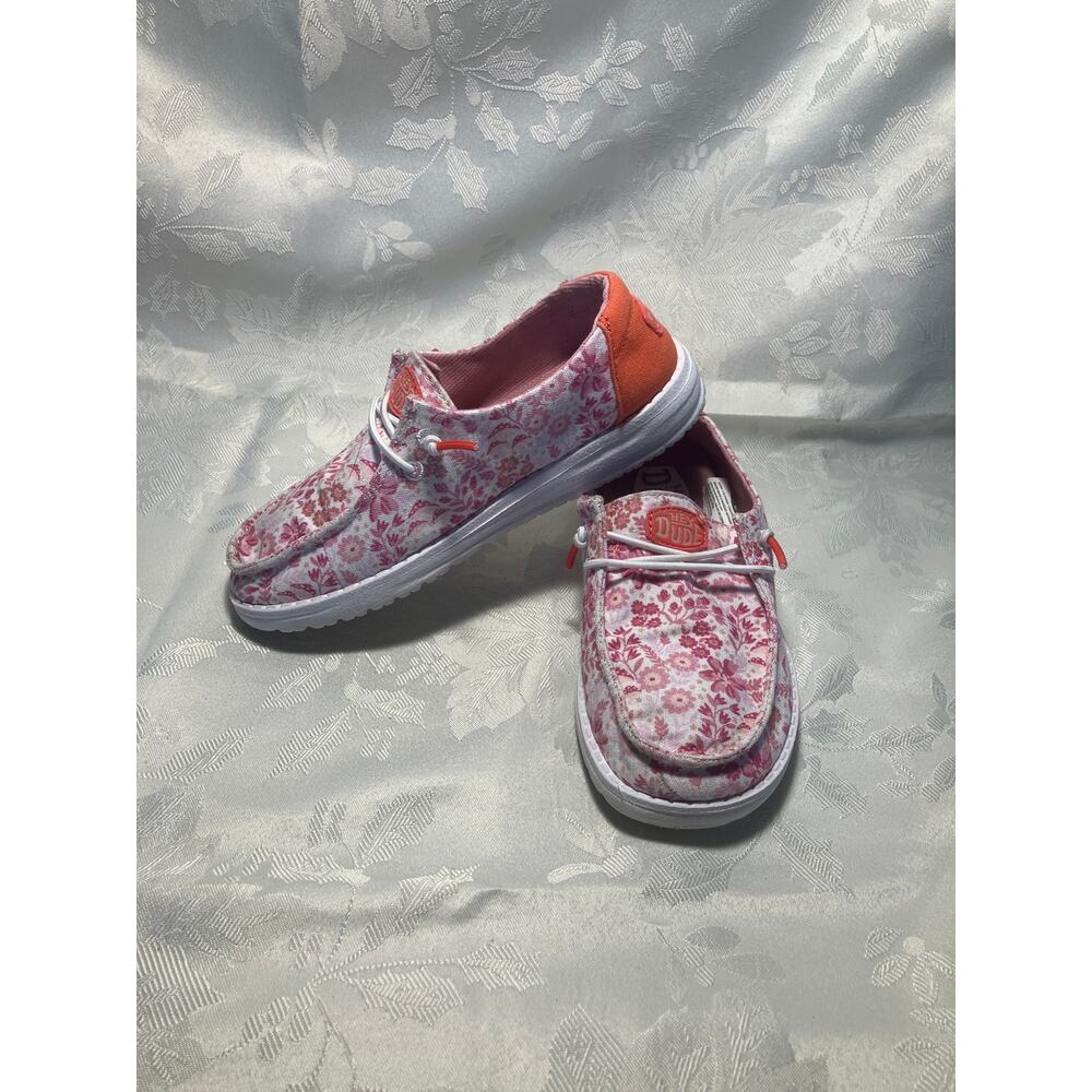Hey Dude Kids Shoes Size 13 Pink Floral Slip On Marks Front